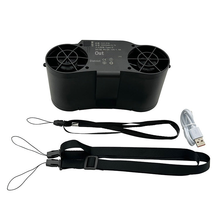 New 20000 MA Double-cylinder High-speed Rotating Four-gear Adjustable Long-lasting Outdoor Wrist Hanging Fan
